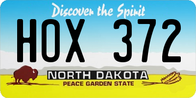 ND license plate HOX372