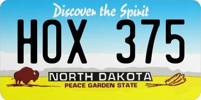 ND license plate HOX375