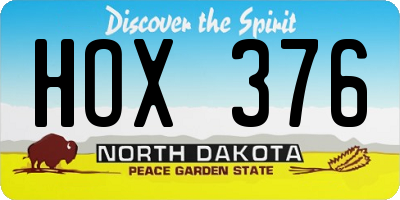 ND license plate HOX376