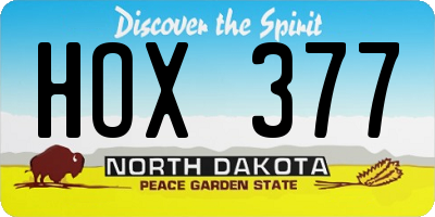 ND license plate HOX377