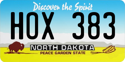 ND license plate HOX383