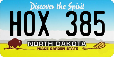 ND license plate HOX385