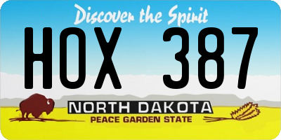 ND license plate HOX387