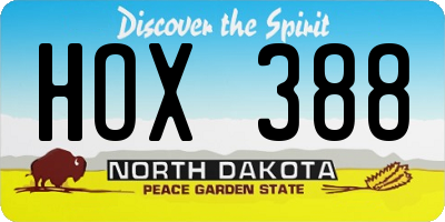 ND license plate HOX388