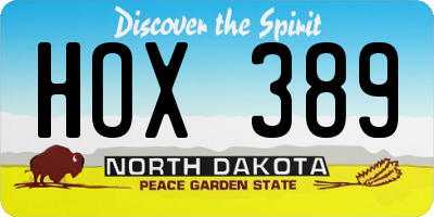 ND license plate HOX389