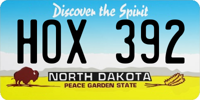 ND license plate HOX392