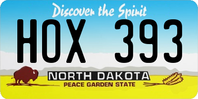 ND license plate HOX393