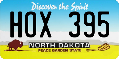 ND license plate HOX395