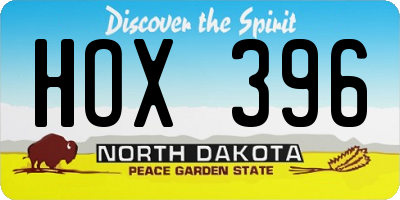 ND license plate HOX396