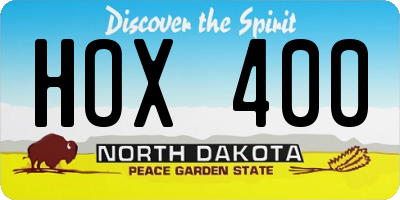 ND license plate HOX400