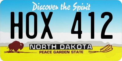 ND license plate HOX412