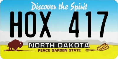 ND license plate HOX417