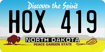 ND license plate HOX419