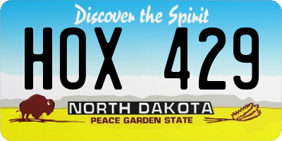 ND license plate HOX429