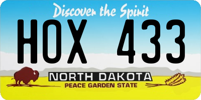 ND license plate HOX433