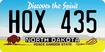 ND license plate HOX435