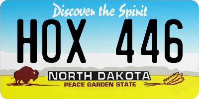 ND license plate HOX446
