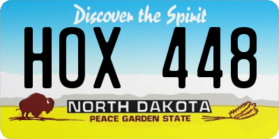 ND license plate HOX448