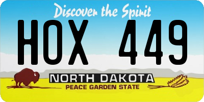ND license plate HOX449