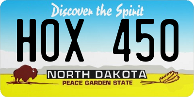 ND license plate HOX450