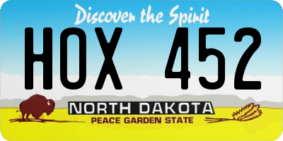 ND license plate HOX452