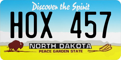 ND license plate HOX457