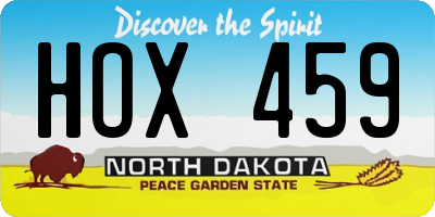 ND license plate HOX459