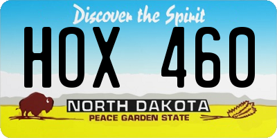 ND license plate HOX460