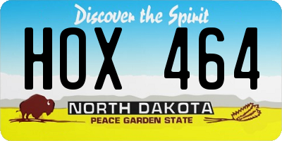 ND license plate HOX464