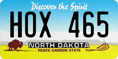 ND license plate HOX465