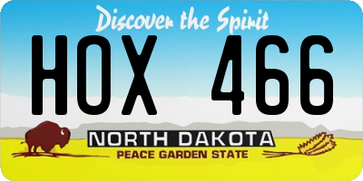 ND license plate HOX466