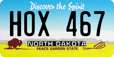 ND license plate HOX467