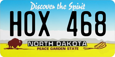 ND license plate HOX468