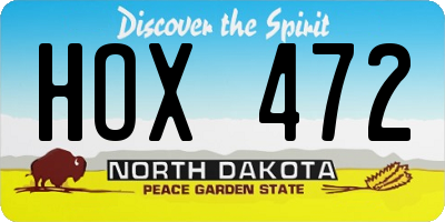 ND license plate HOX472