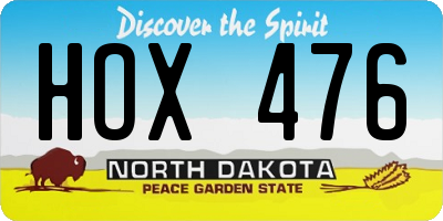 ND license plate HOX476