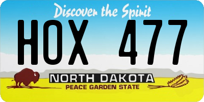 ND license plate HOX477
