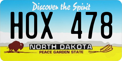 ND license plate HOX478