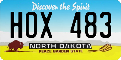 ND license plate HOX483