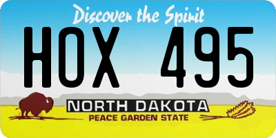 ND license plate HOX495