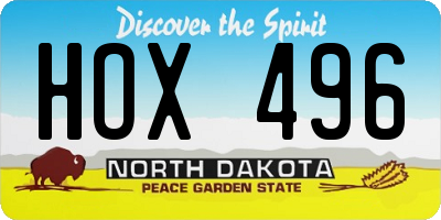 ND license plate HOX496