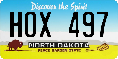 ND license plate HOX497