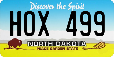 ND license plate HOX499