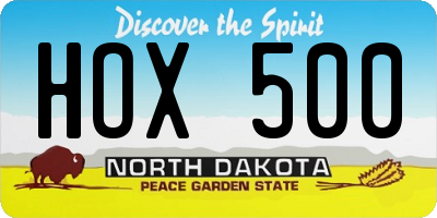 ND license plate HOX500