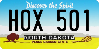 ND license plate HOX501