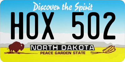 ND license plate HOX502