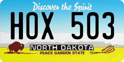 ND license plate HOX503