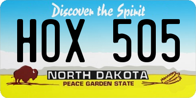 ND license plate HOX505