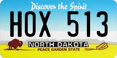 ND license plate HOX513