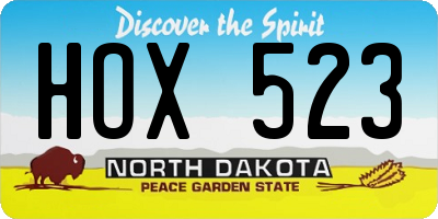 ND license plate HOX523