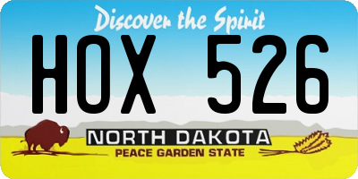 ND license plate HOX526